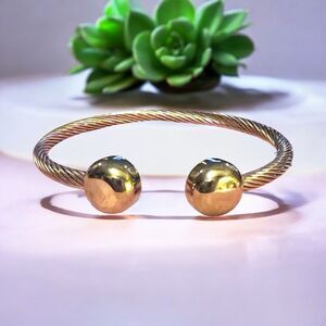 Magnet Therapy Gold Tone “C" Cuff Twisted Rope  Bracelet